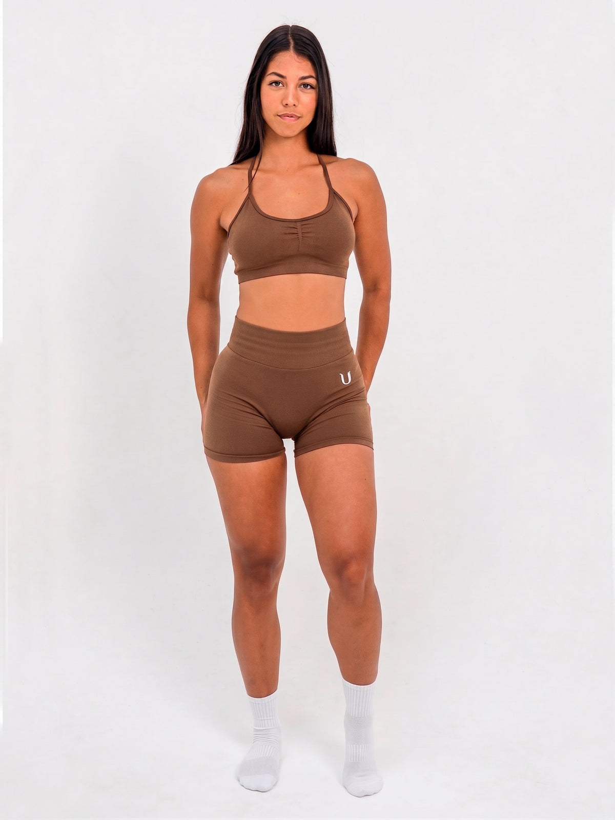 Luna | Premium Seamless Scrunch Short - Marron