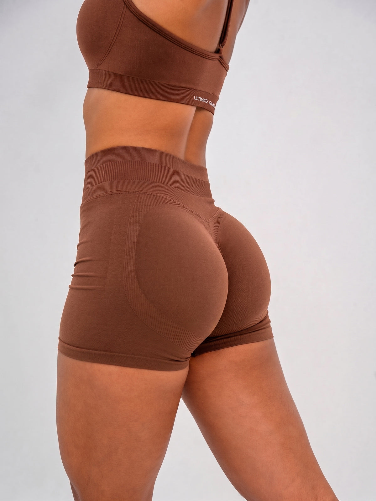 Luna | Premium Seamless Scrunch Short - Marron