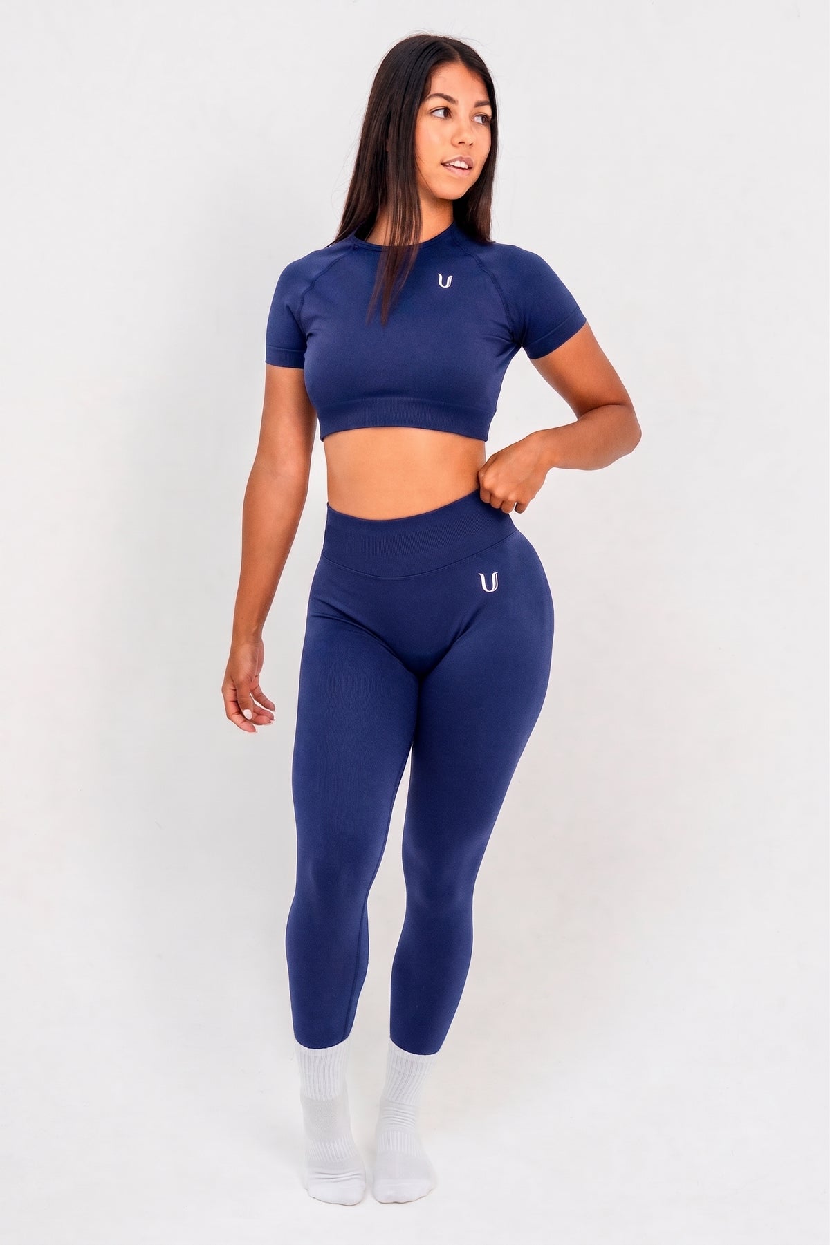 Luna | Premium Seamless Crop Top - Bleu foncé