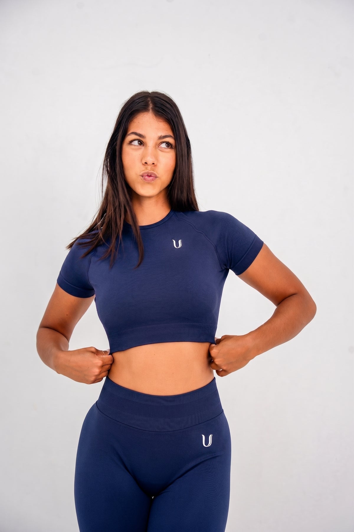 Luna | Premium Seamless Crop Top - Bleu foncé
