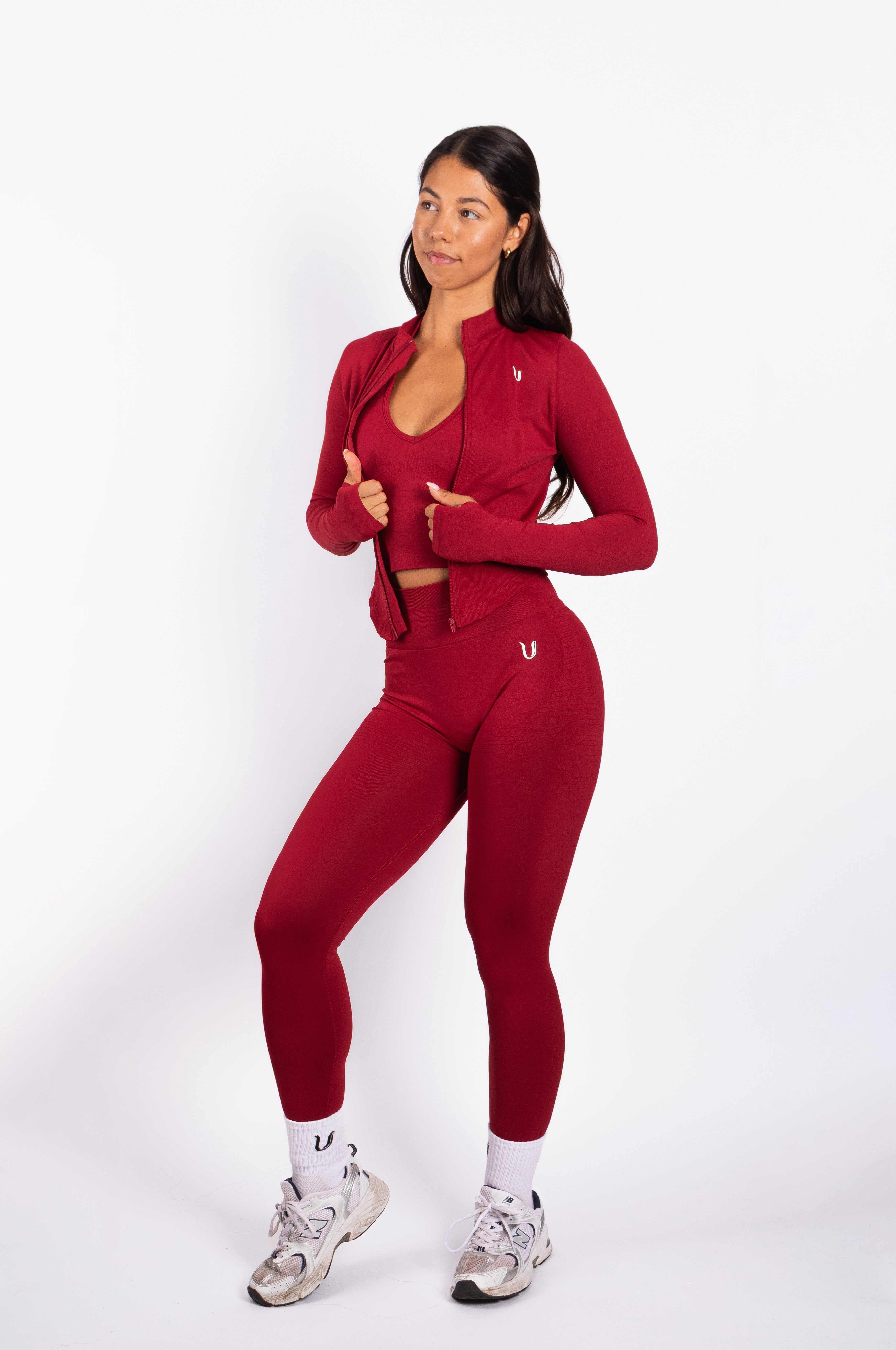 Bibi | Veste Zippée Côtelée Seamless – Rouge