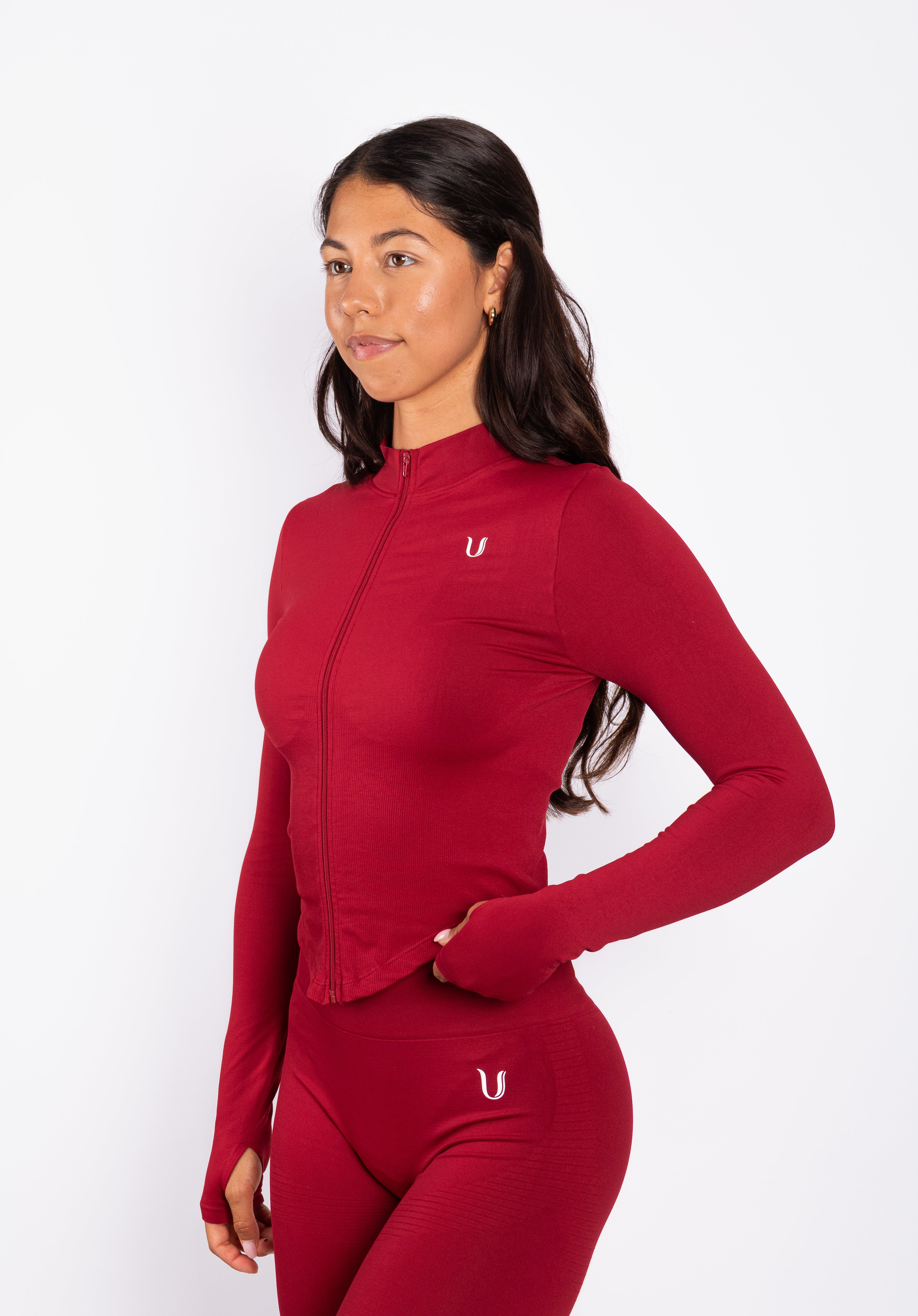 Bibi | Veste Zippée Côtelée Seamless – Rouge