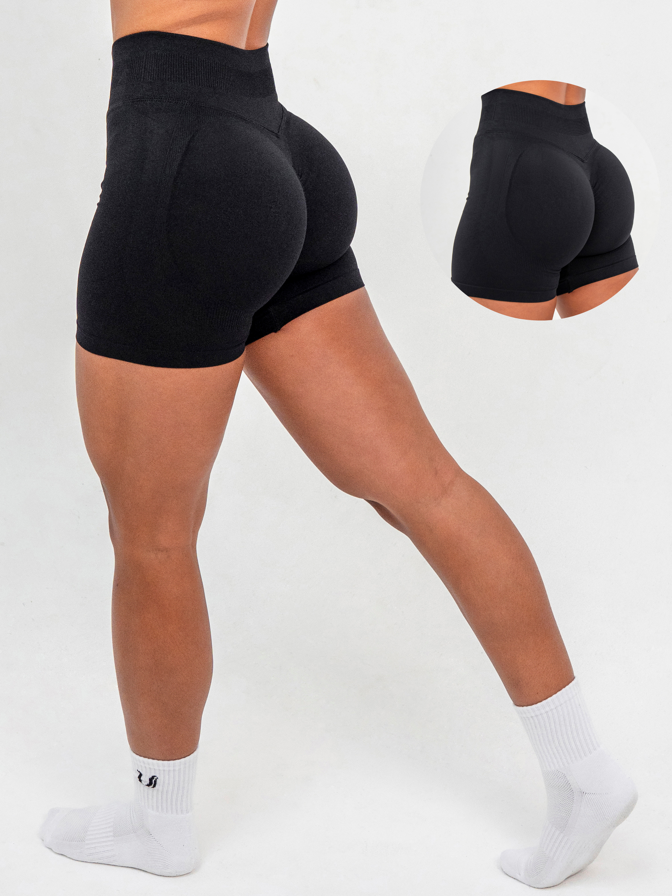 Luna | Premium Seamless Scrunch Short - Zwart