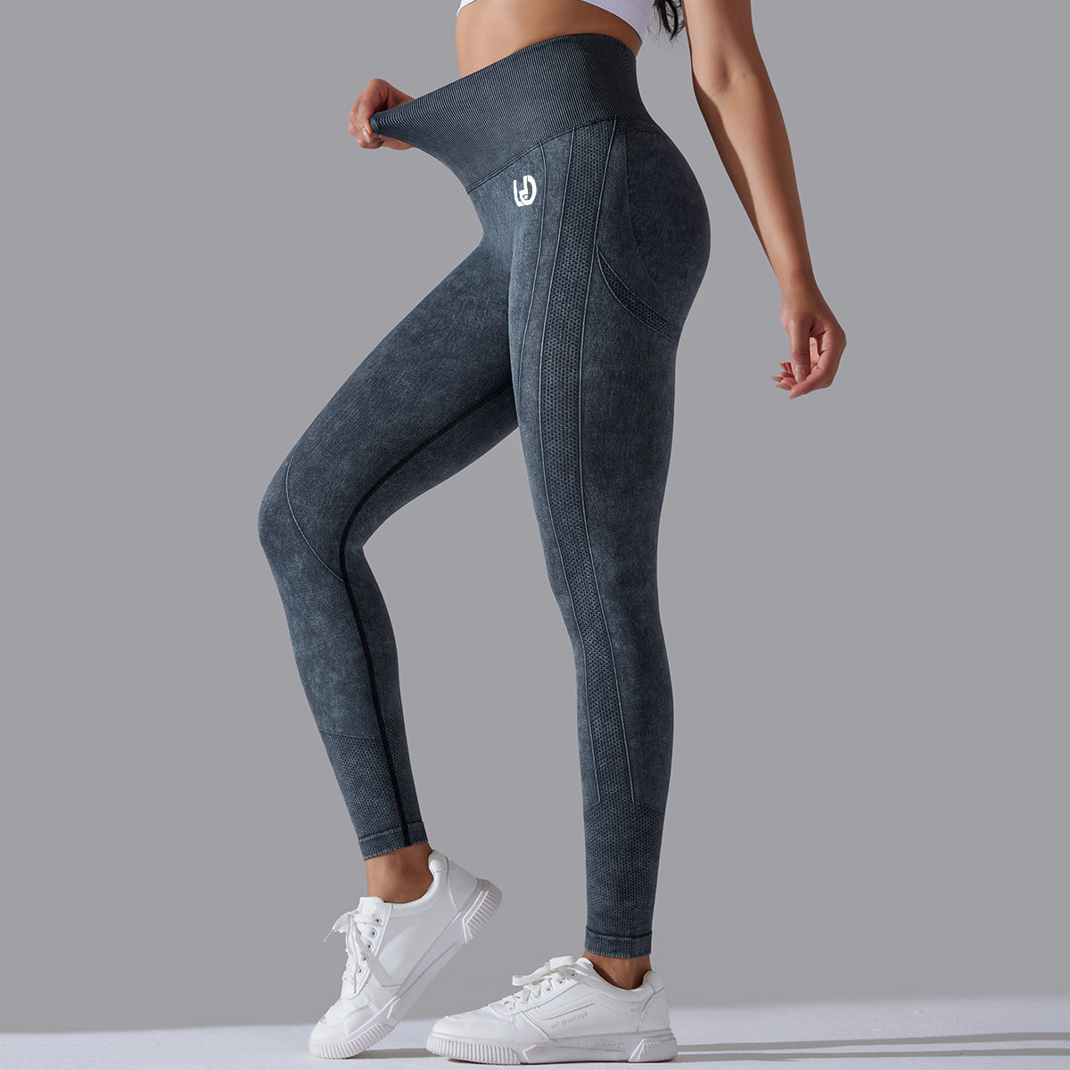 Jane | Legging Repli Motifs - Noir