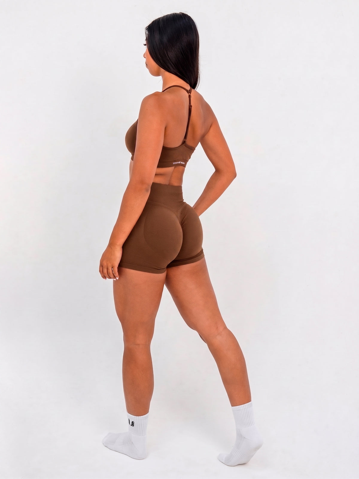 Luna | Premium Seamless Scrunch Short - Marron