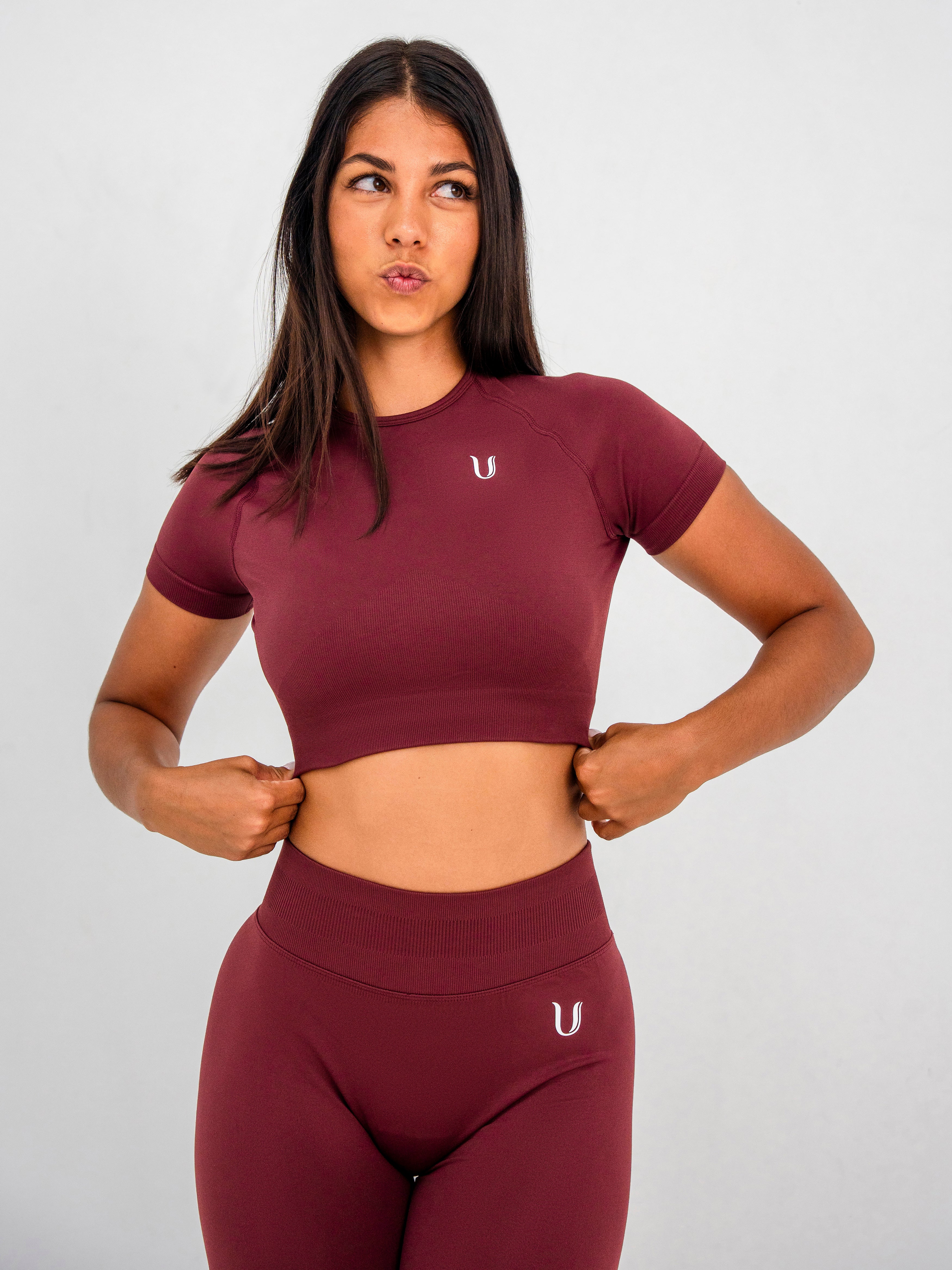 Luna | Premium Seamless Crop Top - Wijnrood