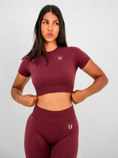 Luna | Premium Seamless Crop Top - Wijnrood