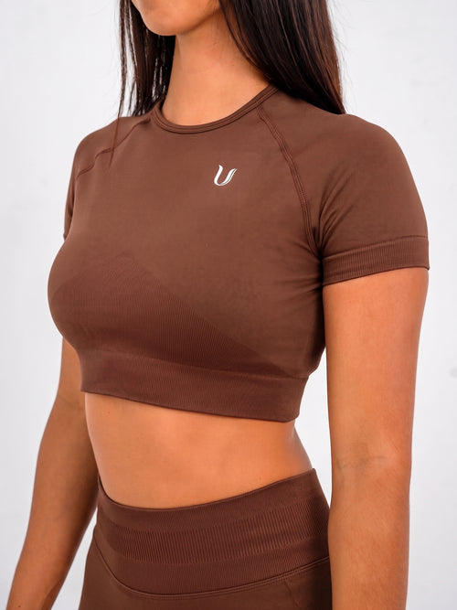 Luna | Premium Seamless Crop Top - Marron