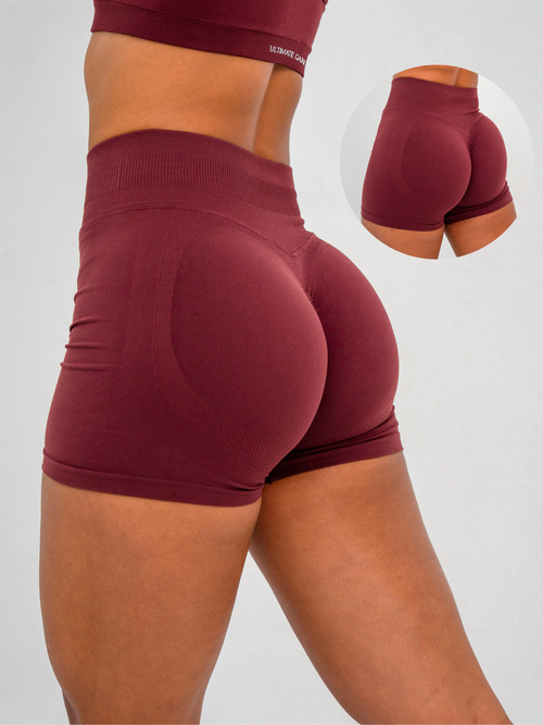 Luna | Premium Seamless Scrunch Short - Wijnrood