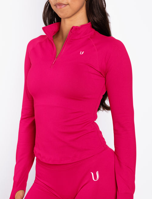 Beau | Top Demi-Zip Manches Longues - Framboise