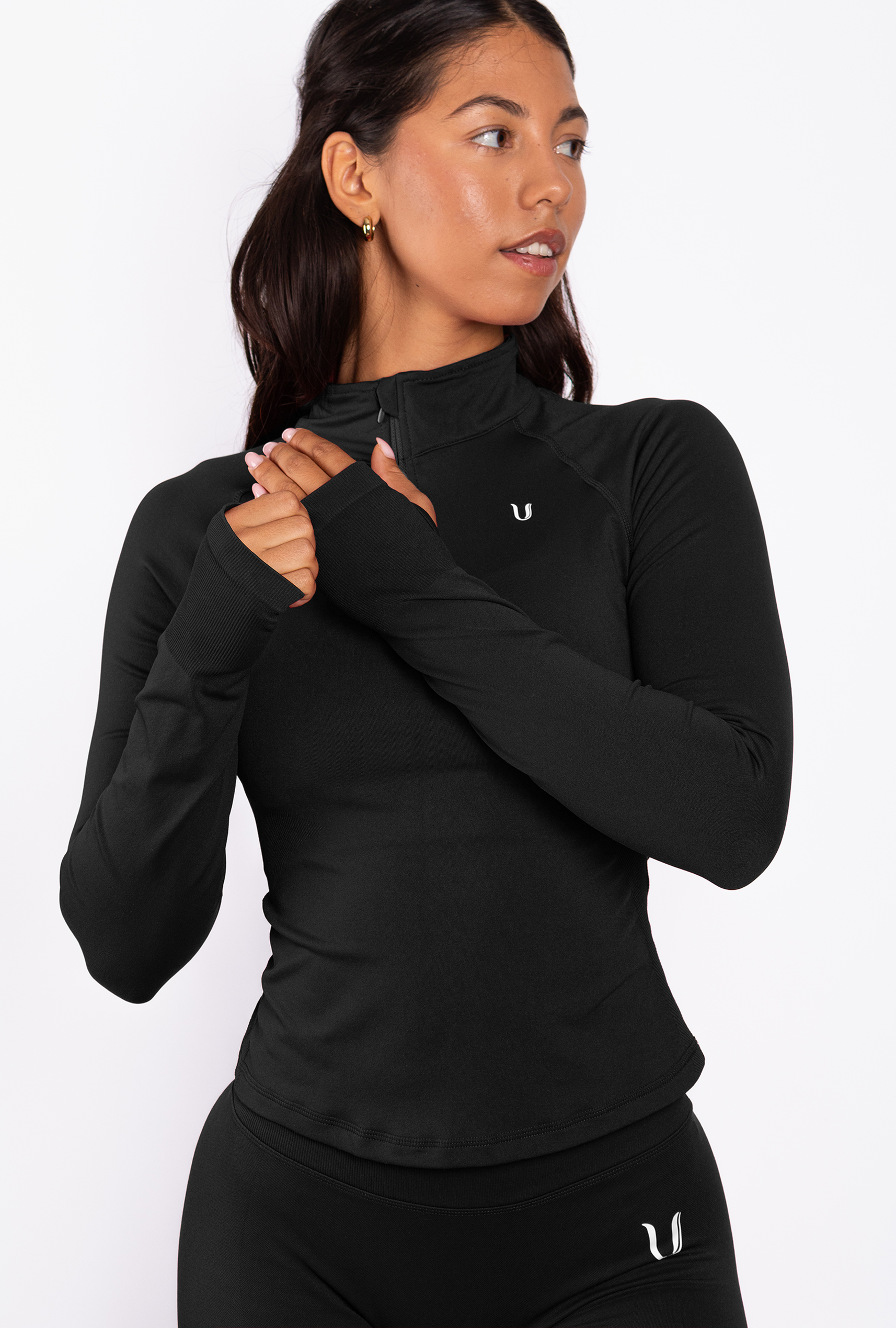 Beau Half Zip Haut Manches Longues Rouge