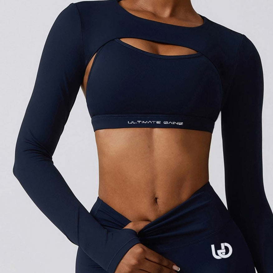 Hailey | Crop Top à Manches Longues - BleuMarine