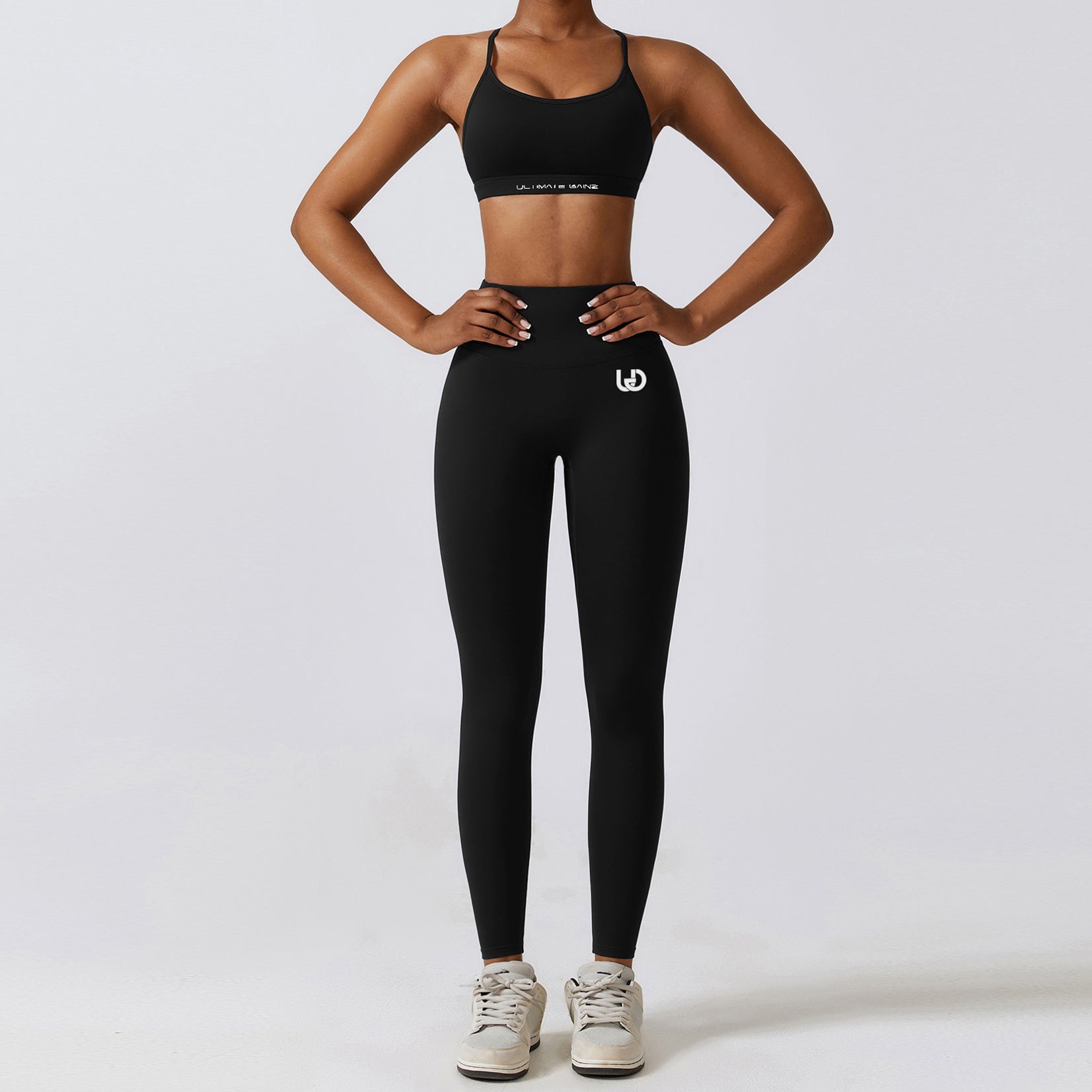 Hailey Set | Ensemble Top et Legging sans Couture - Noir