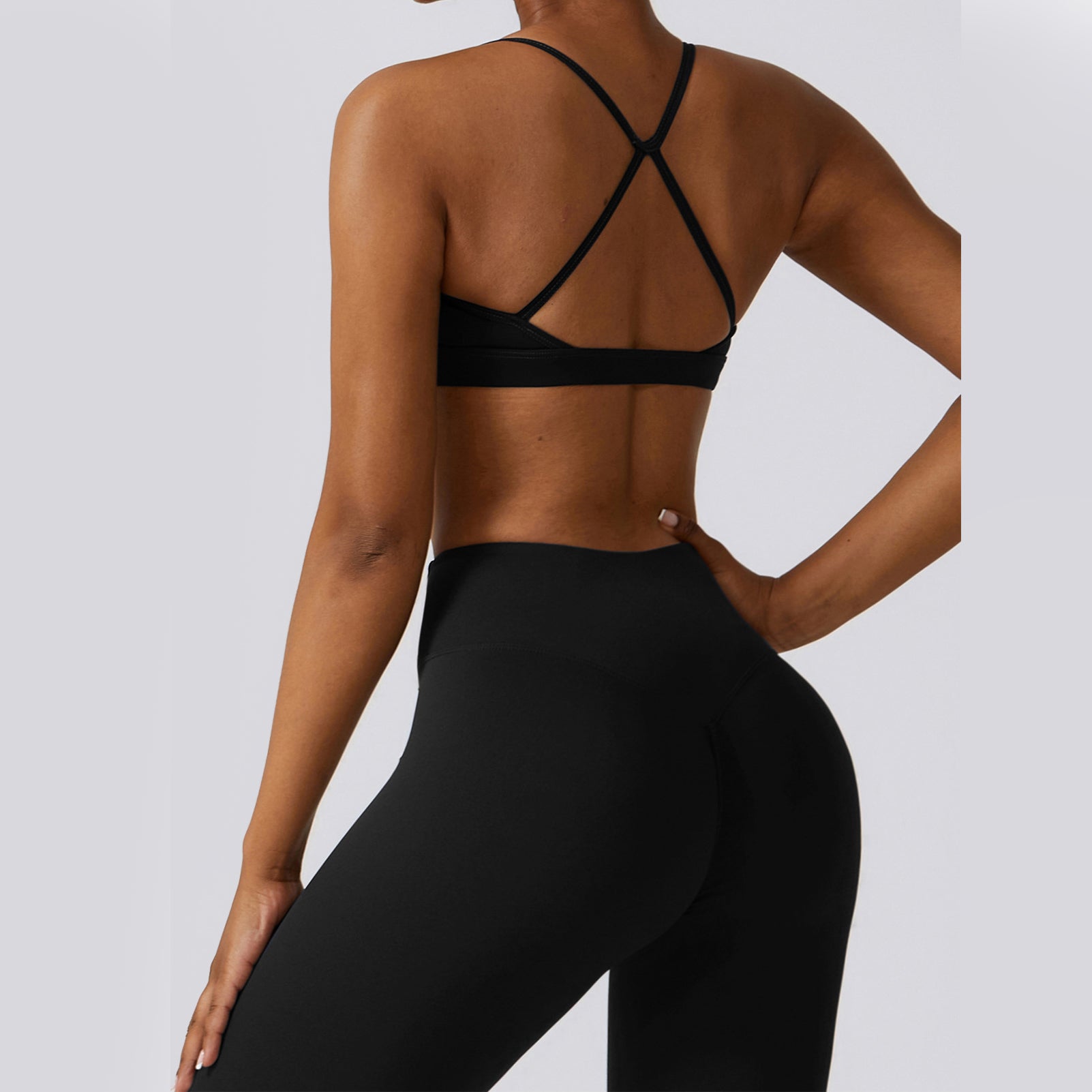 Hailey Set | Ensemble Top et Legging sans Couture - Noir