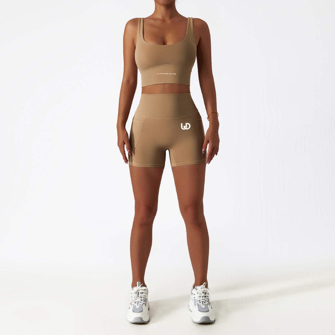 <tc>Palmer | Ensemble short avec poches - Marron</tc>